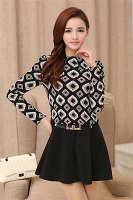 2015春款韓版時尚修身拼接連衣裙 春季新風尚，一件代發輕松開啟服裝生意